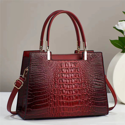 High-Grade Fashion Gradient Crocodile Print Women'S Handbag, Atmospheric Texture All Matching Single Shoulder Crossbody Bag (012)