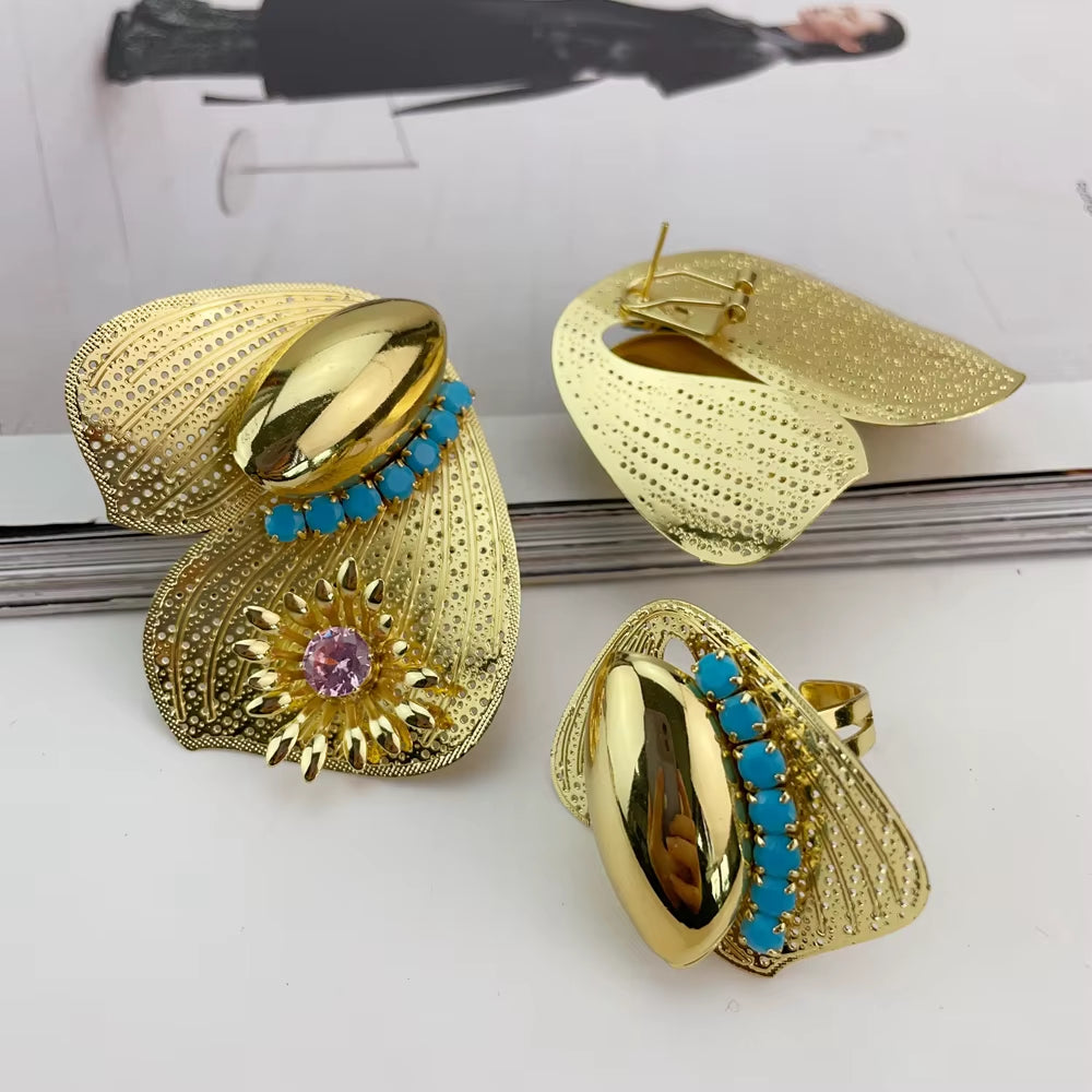New Fashion High Quality Unique Style Brazilian Handmade Flower Jewelry Sets for Women FHK20760