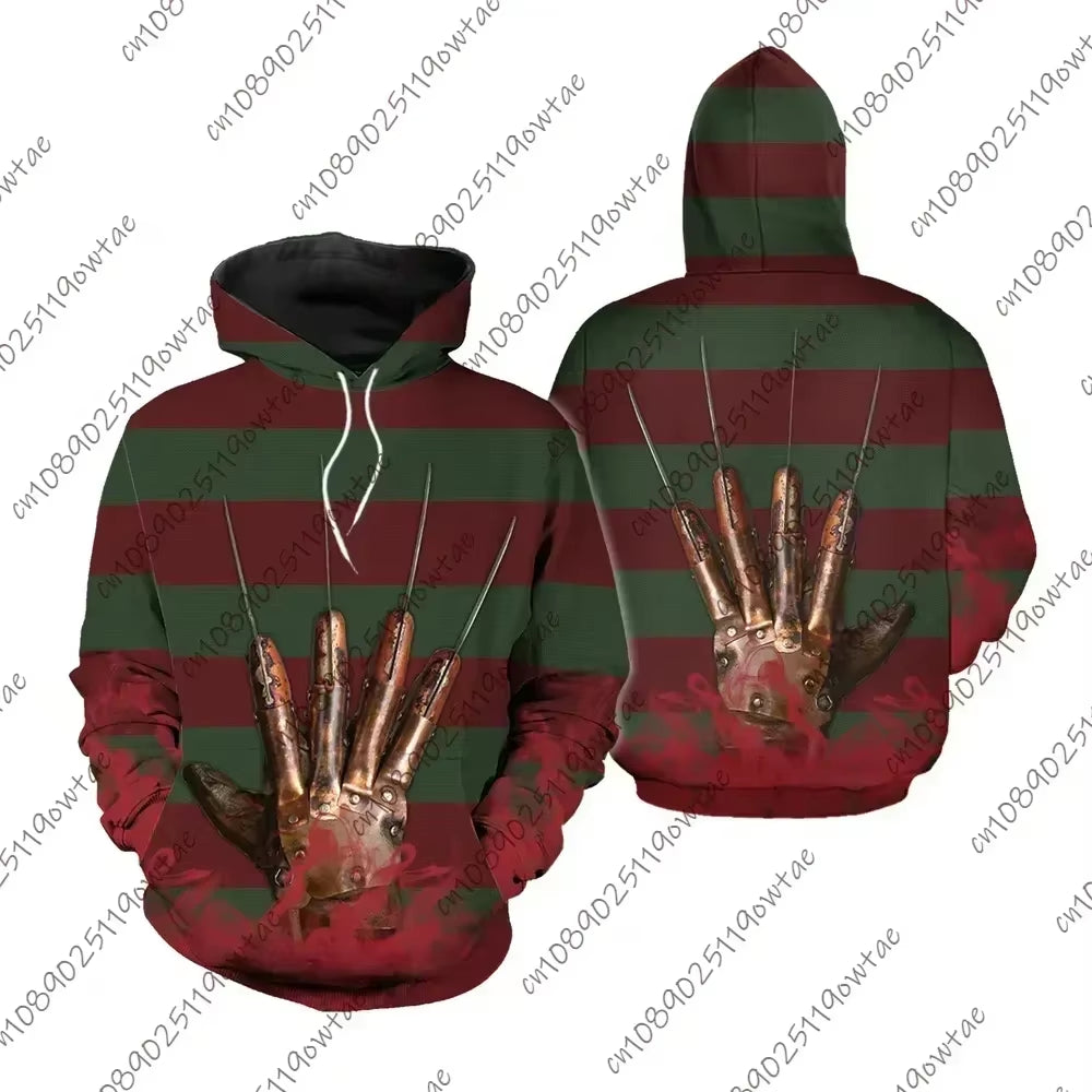 Mens Freddy Krueger a Nightmare on Elm Street Halloween Horror Movie 3D Hoodie Kid Adult Full of Terror Halloween Unisex Costum