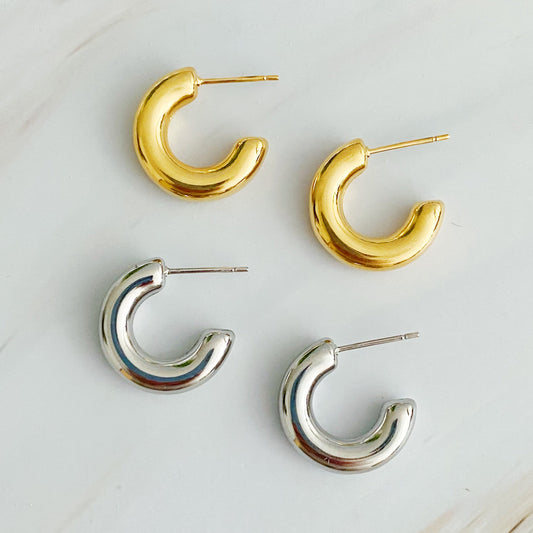 Smaller Polished Hollow Hoop Earrings