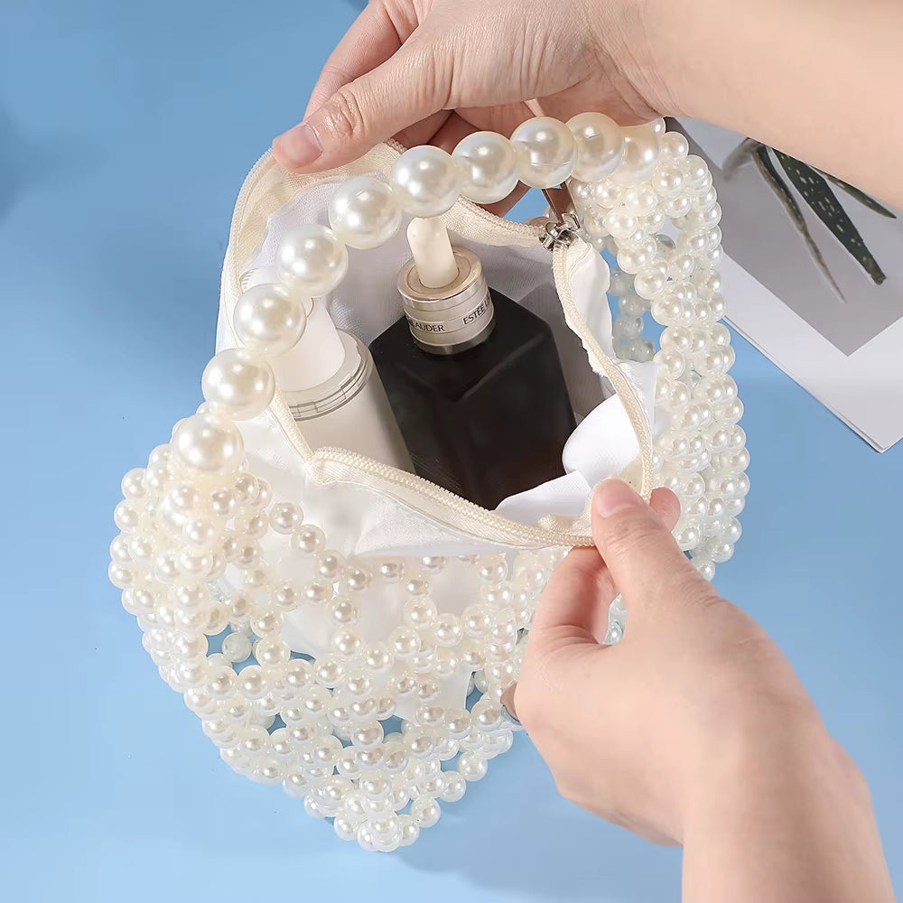 Handmade Evening Dress Bag Hollow Design Evening Dress Bag Socialite Travel Storage Bag Pearl Handbag Senior Gift Bag (052)