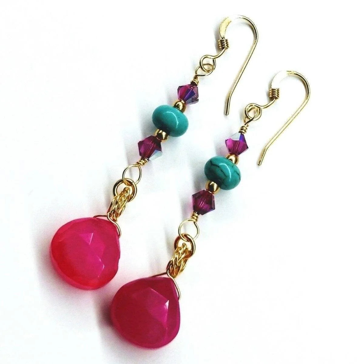 TurquoiseBlush Gold Gemstone Earrings