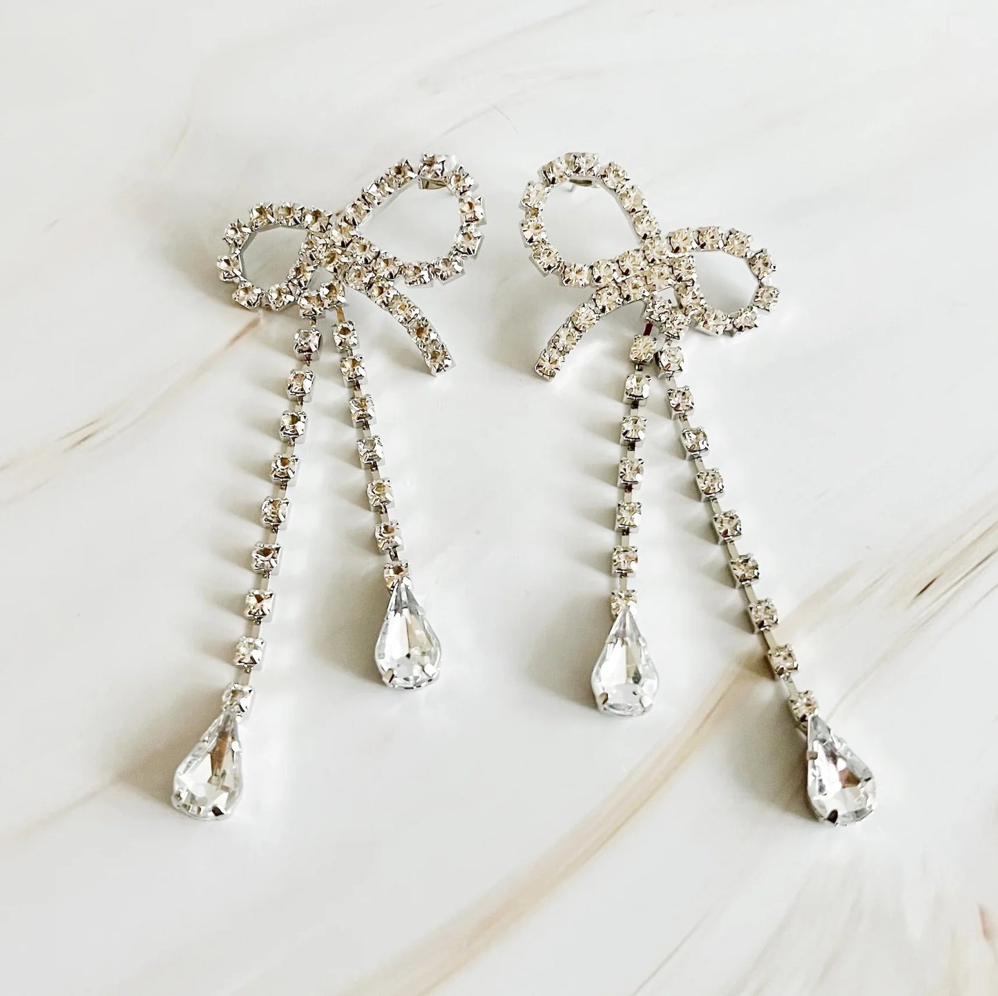 Crystal Bow Drop Earrings