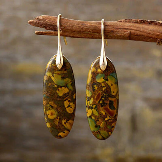 Natural Stone Copper Dangle Earrings