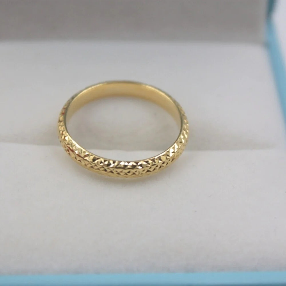 New Real Solid 18K Yellow Gold Ring Women Luck Full Star Band Ring 2.5Mmw 0.7-1G US5-9