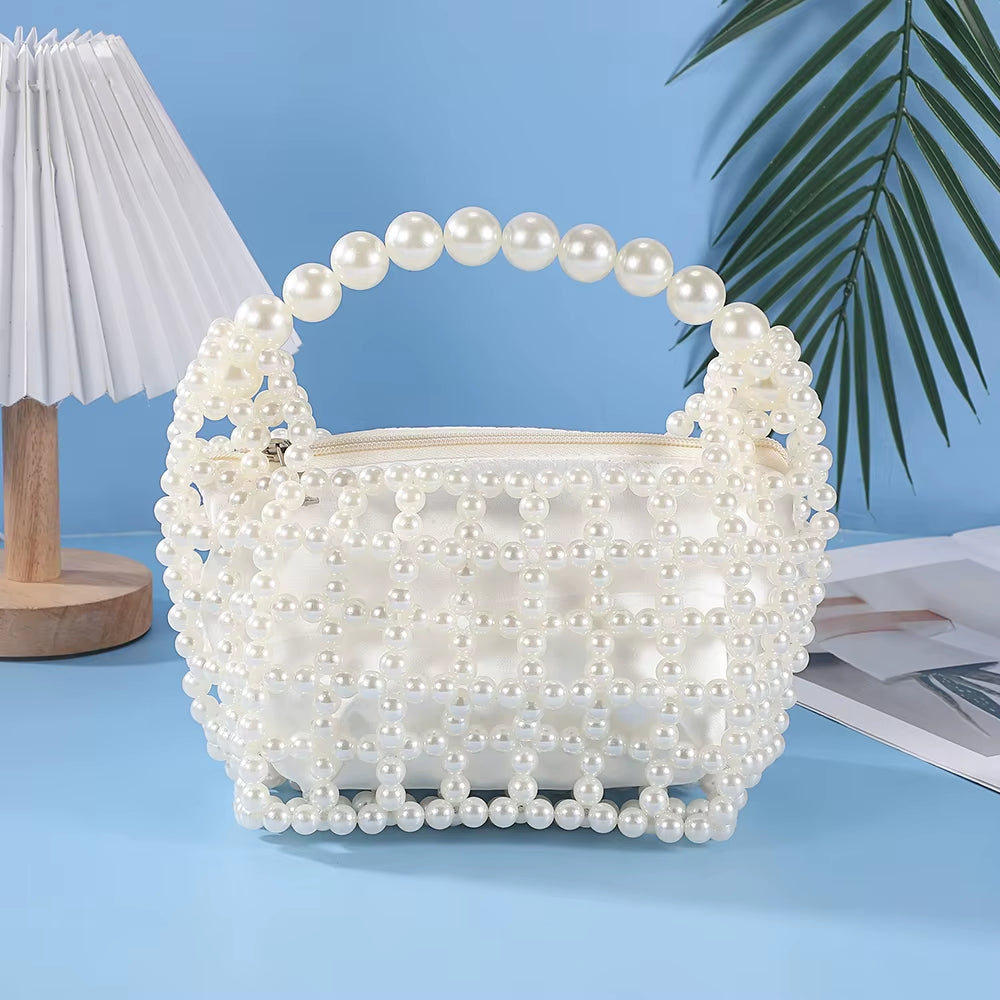Handmade Evening Dress Bag Hollow Design Evening Dress Bag Socialite Travel Storage Bag Pearl Handbag Senior Gift Bag (052)