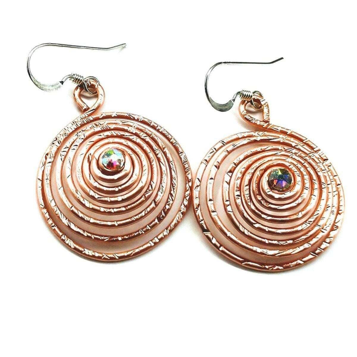 SparkSpiral Copper Hoop Earrings