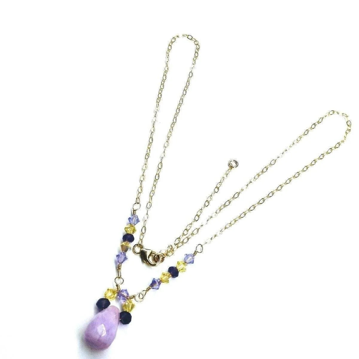  LavenderLuxe Jade Gold Drop Necklace 