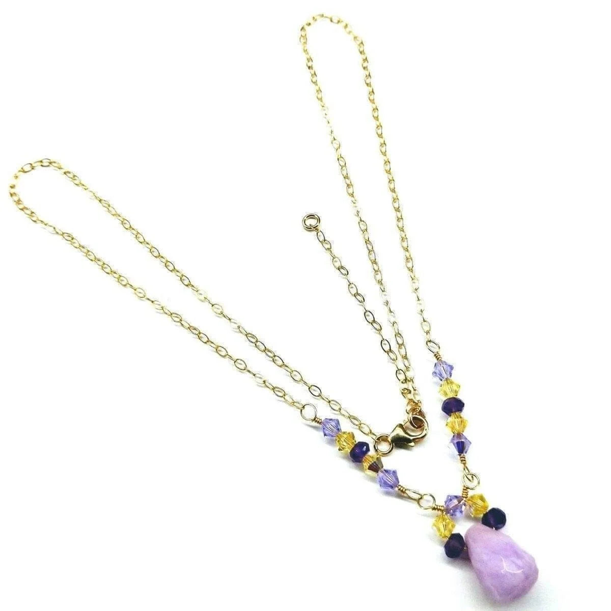  LavenderLuxe Jade Gold Drop Necklace 