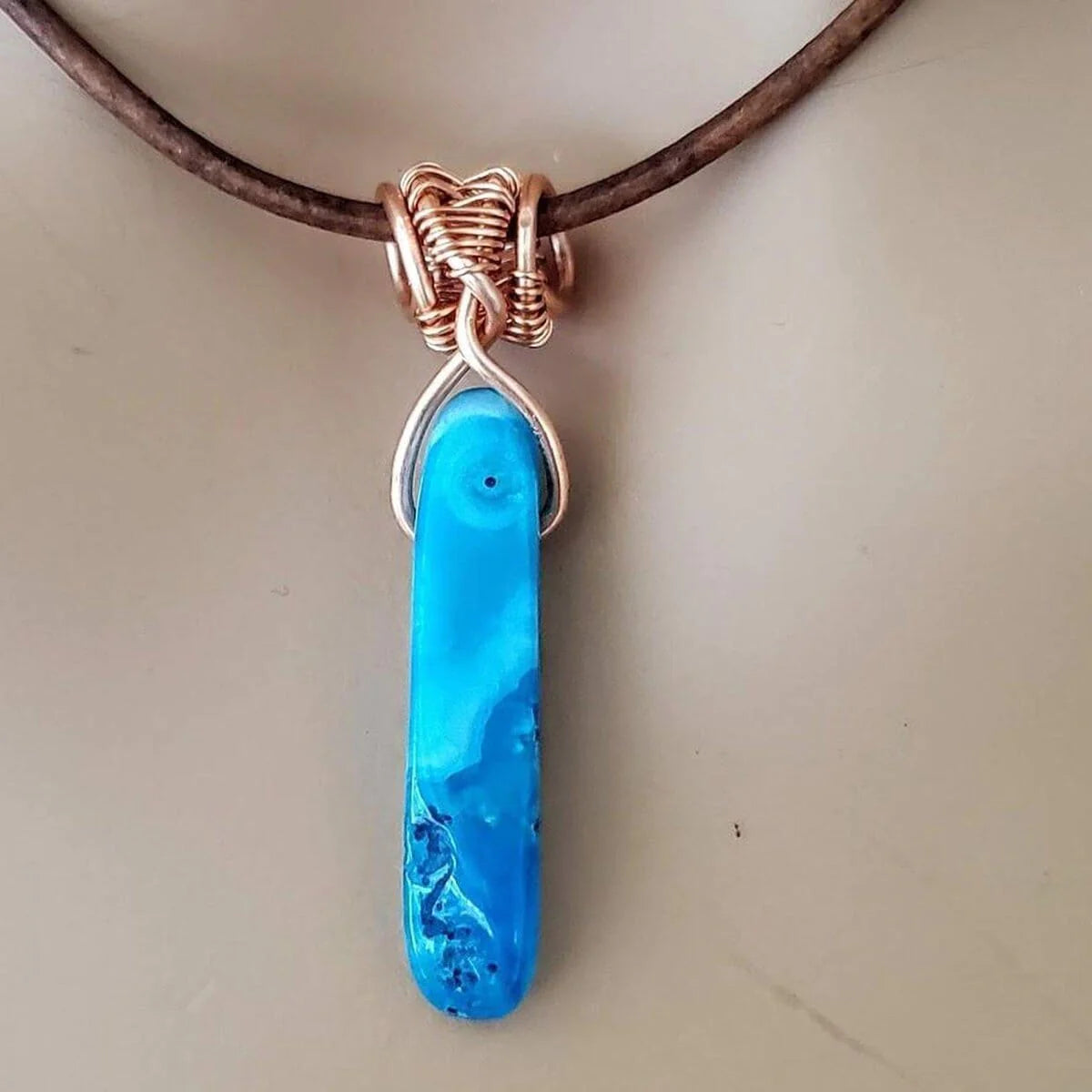  TwinStone Turquoise Agate Necklace 