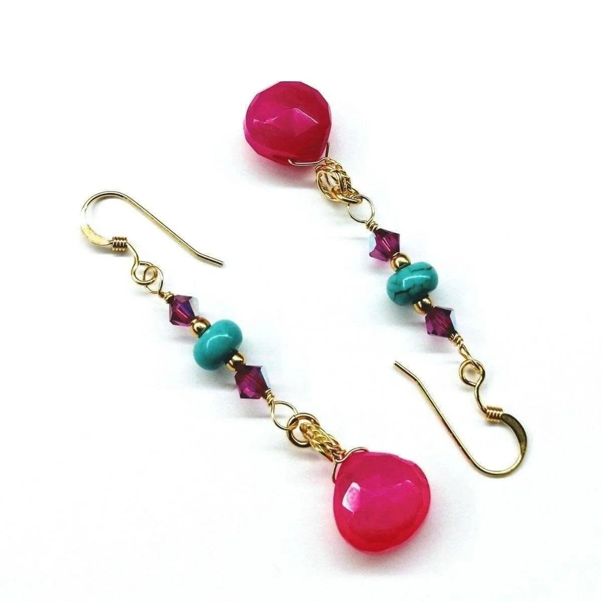 TurquoiseBlush Gold Gemstone Earrings