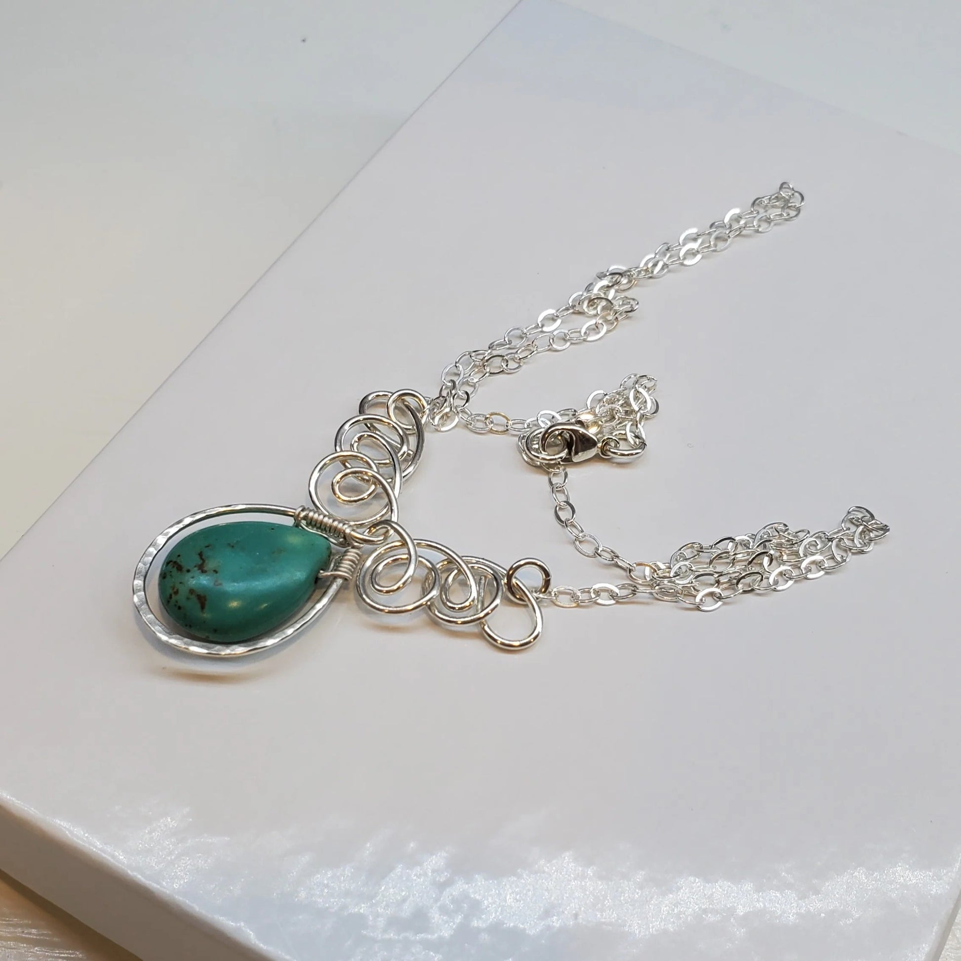 As Seen on TV  TurquoiseGlimmer Silver Drop Necklace 