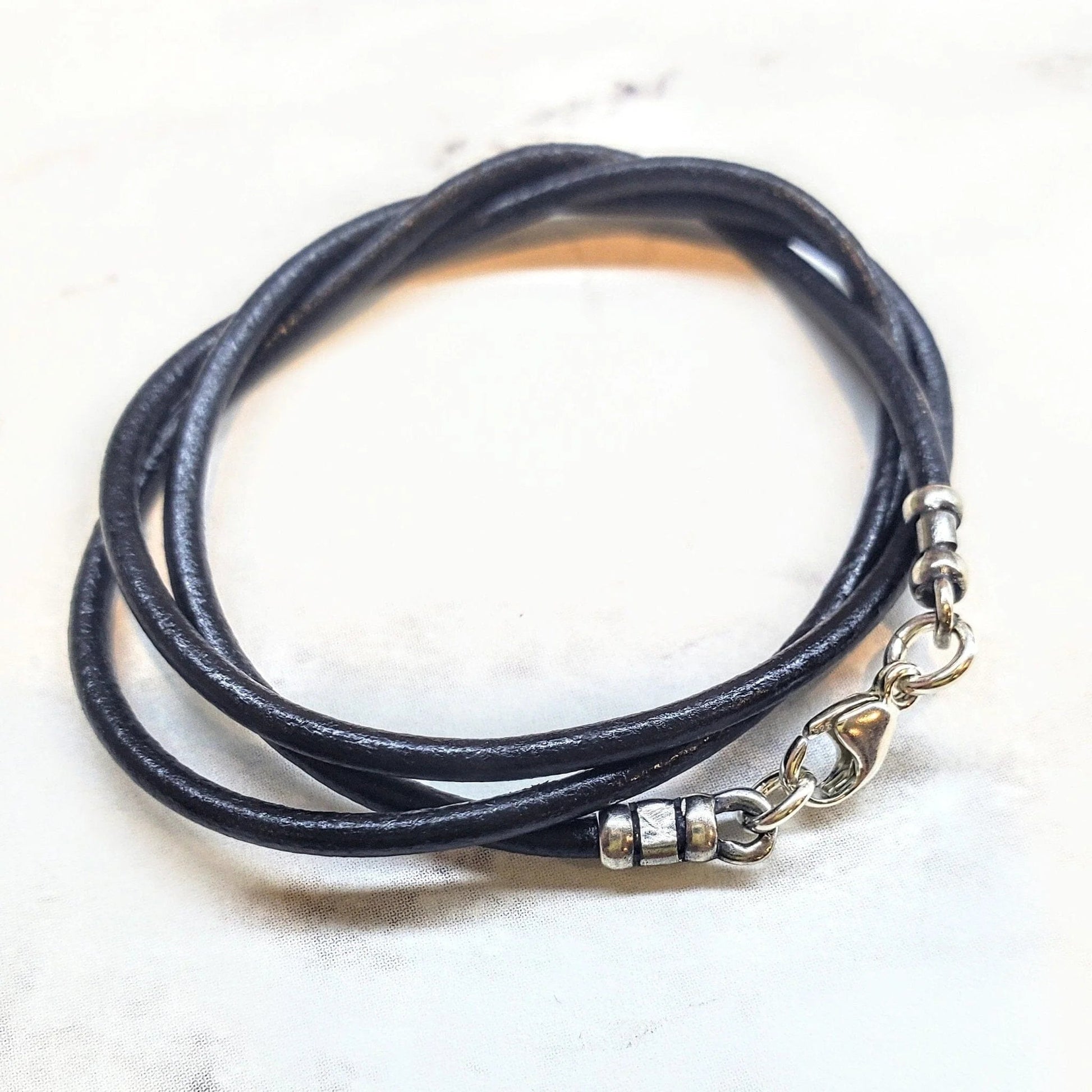 EternaLuxe Black Leather Necklace - Handmade Various Lengths 