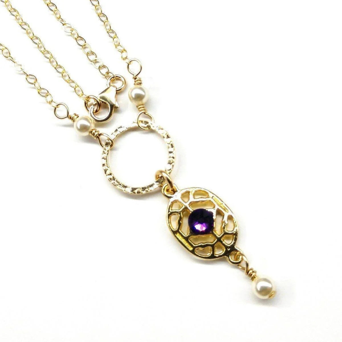 AmethystLuxe Gold Filigree Necklace