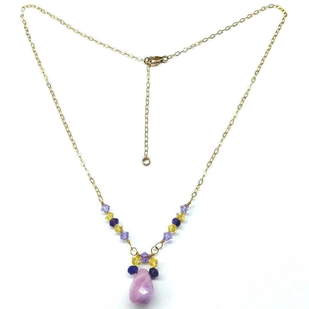  LavenderLuxe Jade Gold Drop Necklace 