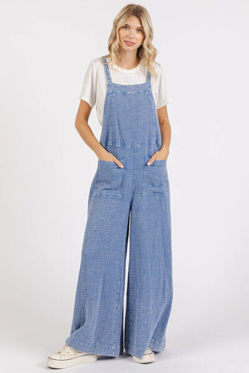 Mittoshop Textured Wide Leg Overalls