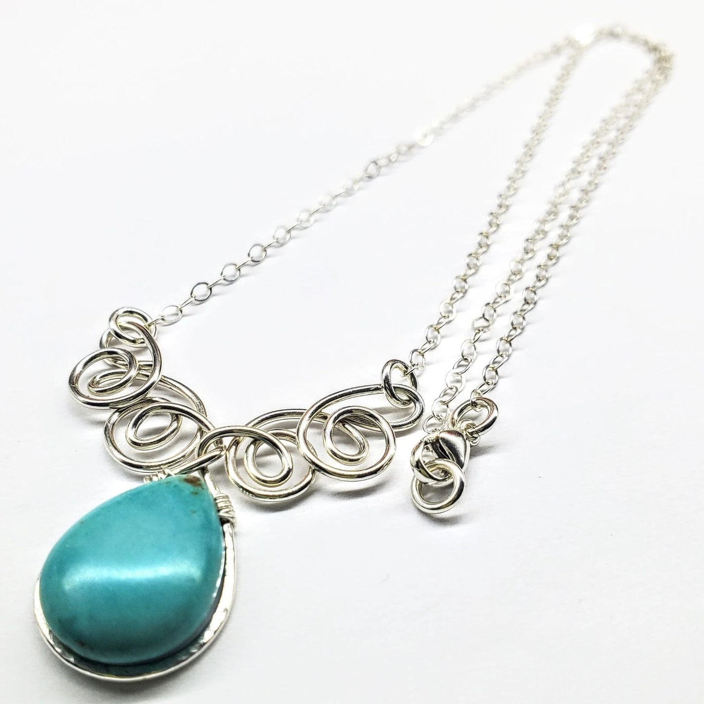 As Seen on TV  TurquoiseGlimmer Silver Drop Necklace 