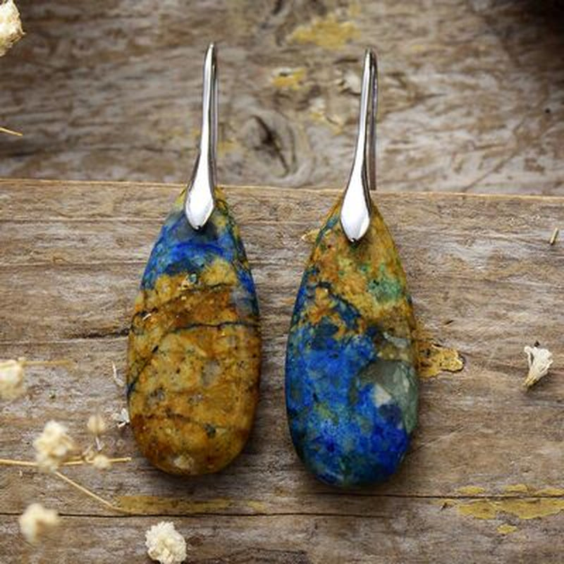 Teardrop Shape Natural Stone Dangle Earrings