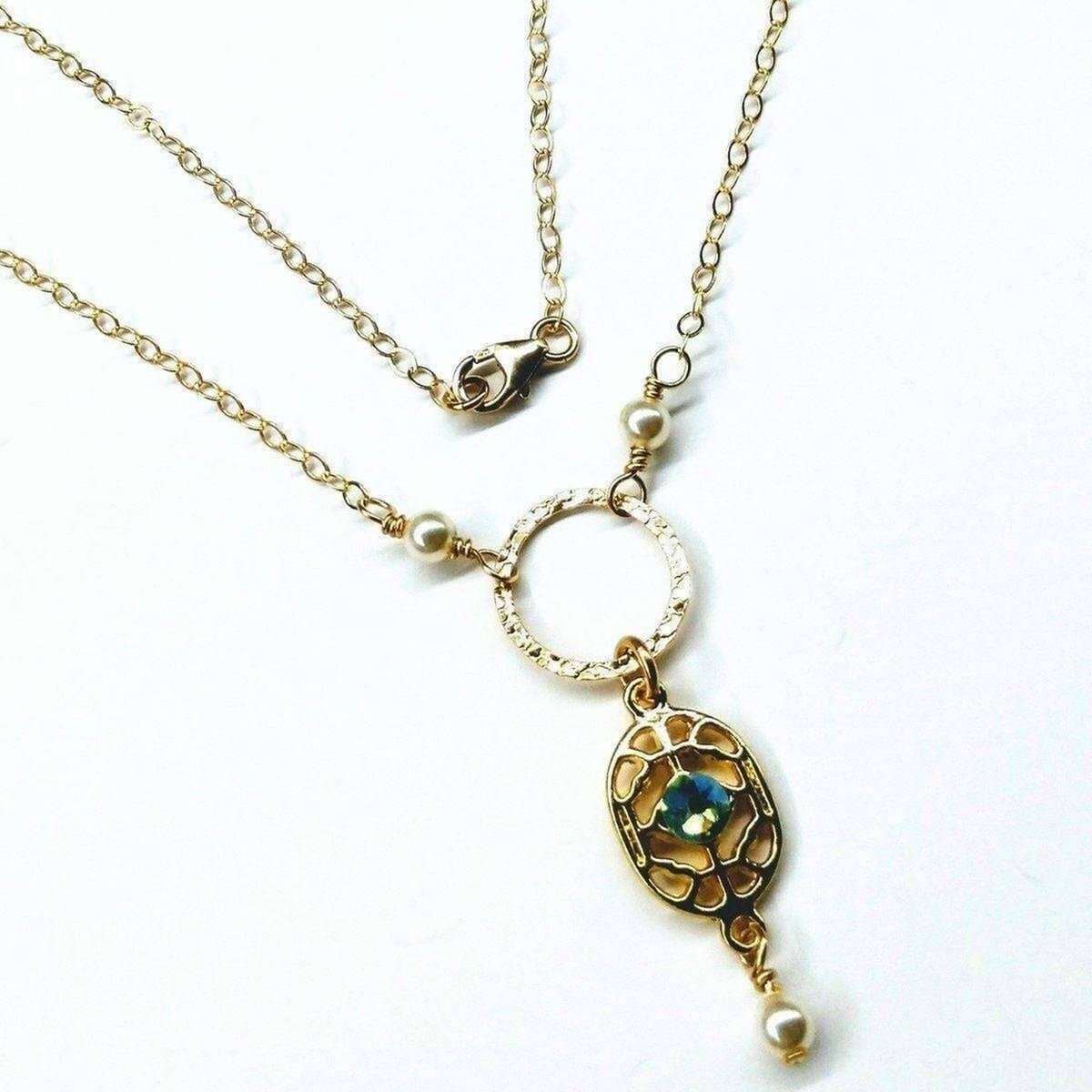 Gold-Filled Textured Open Ring Filigree Pendant Necklace