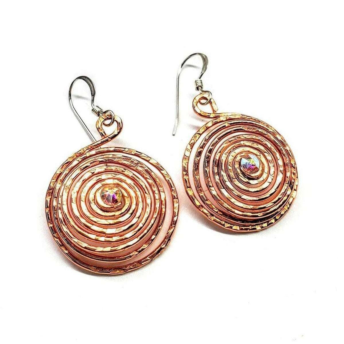 SparkSpiral Copper Hoop Earrings