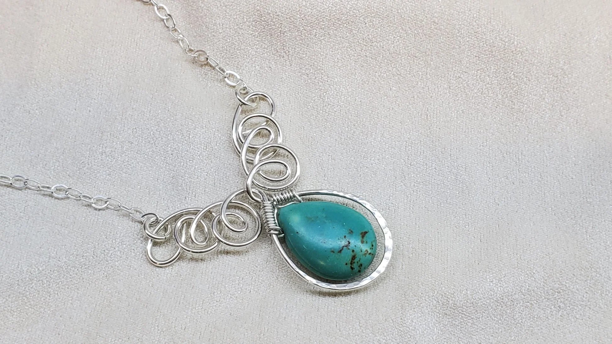 As Seen on TV  TurquoiseGlimmer Silver Drop Necklace 