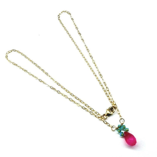 TurquoiseBlush Gold Drop Necklace