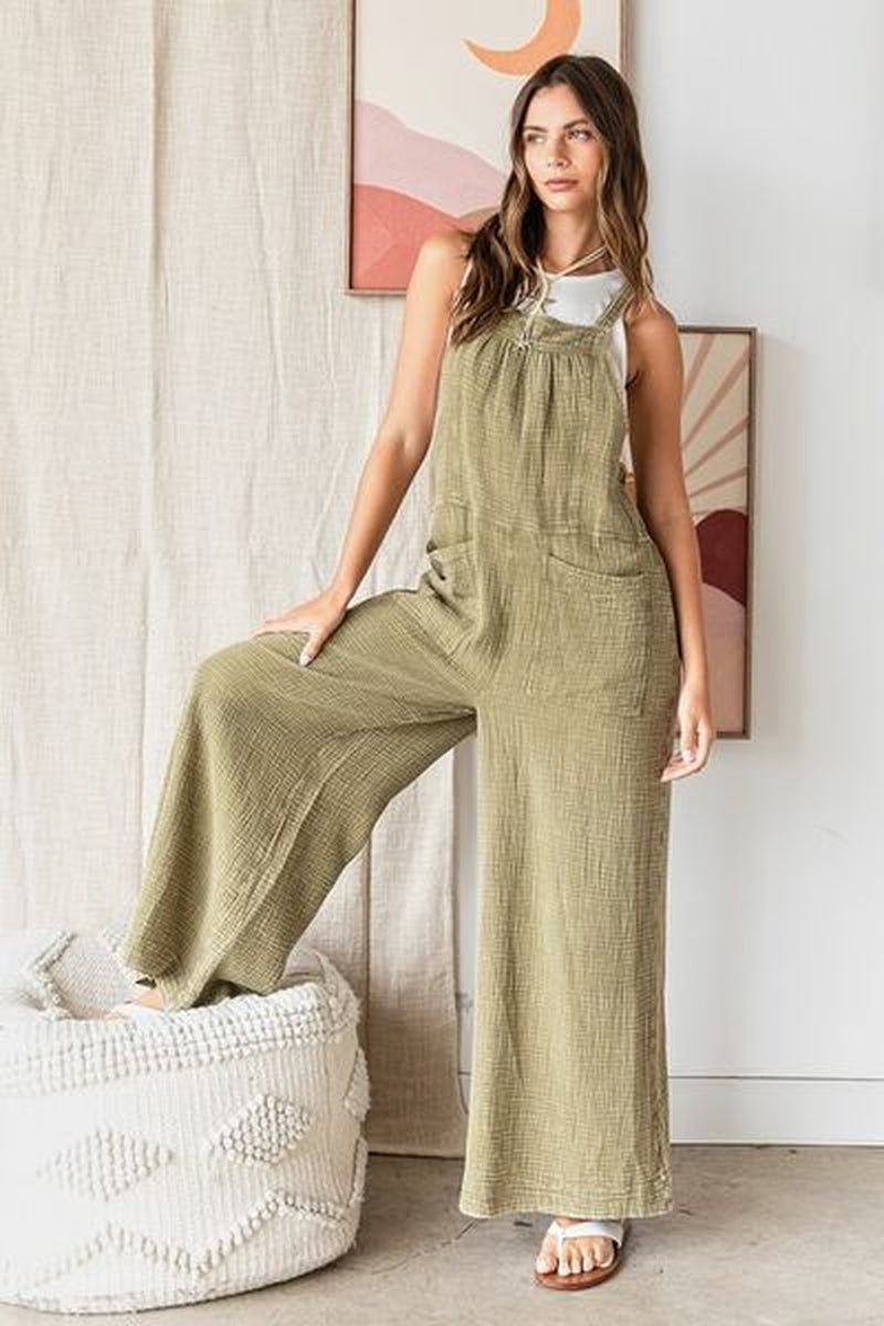 Mittoshop Textured Wide Leg Overalls