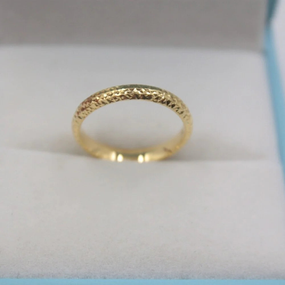 New Real Solid 18K Yellow Gold Ring Women Luck Full Star Band Ring 2.5Mmw 0.7-1G US5-9