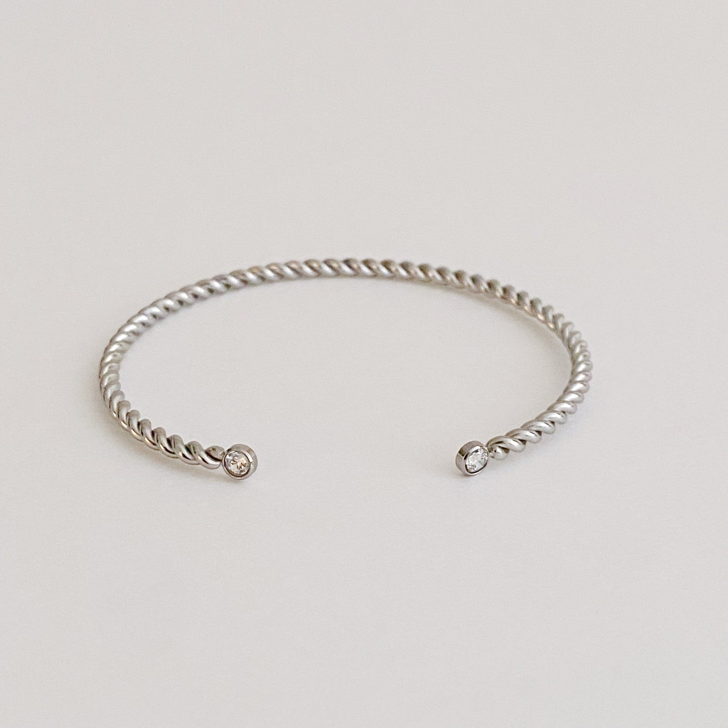 Slim and Cabled Open Bangle Bracelet