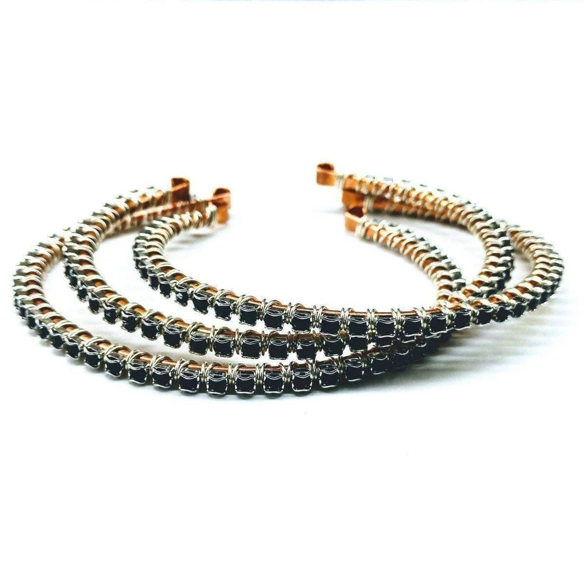 NoirLuxe Copper Crystal  Rhinestone Bangle 