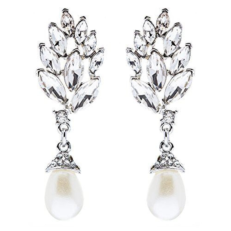 Bridal Wedding Jewelry Crystal Rhinestone Pearl Earrings