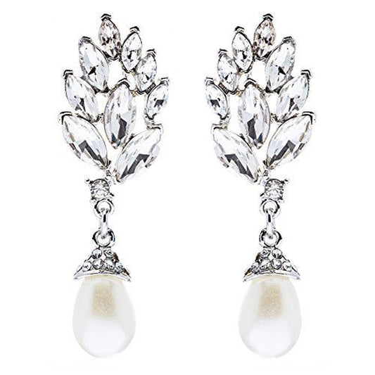 Bridal Wedding Jewelry Crystal Rhinestone Pearl Earrings