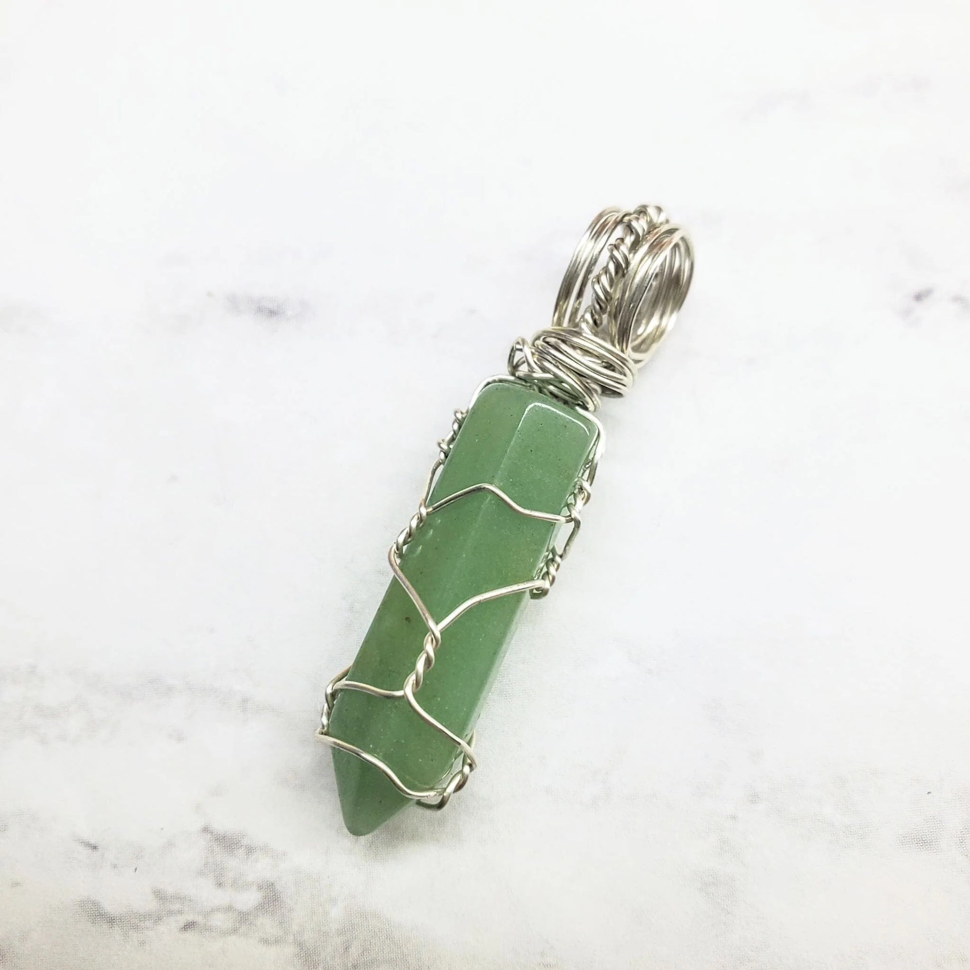 Sterling Silver Messy Wire Wrap Gemstone Pointed Crystal Pendant