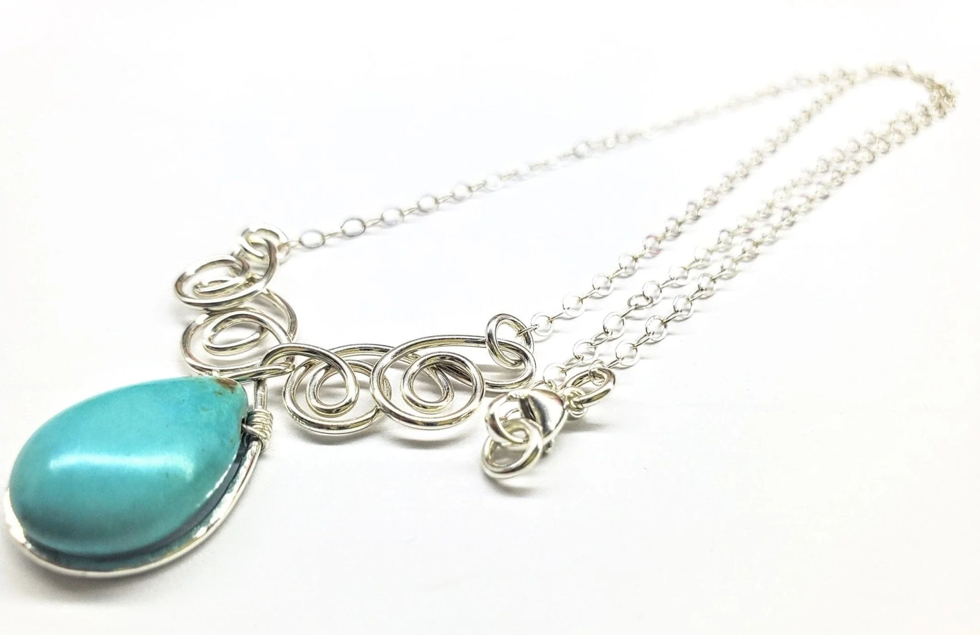 As Seen on TV  TurquoiseGlimmer Silver Drop Necklace 