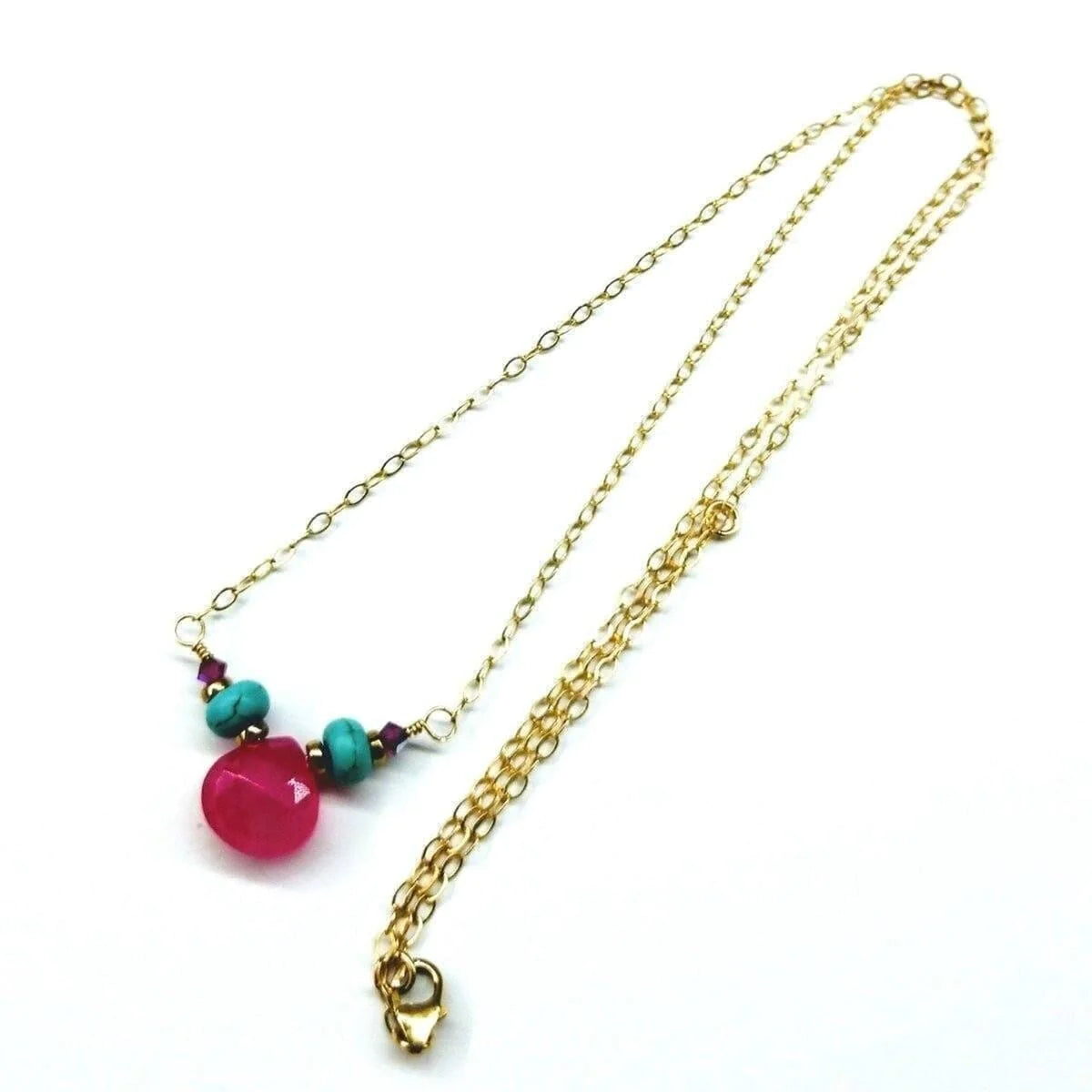 TurquoiseBlush Gold Drop Necklace