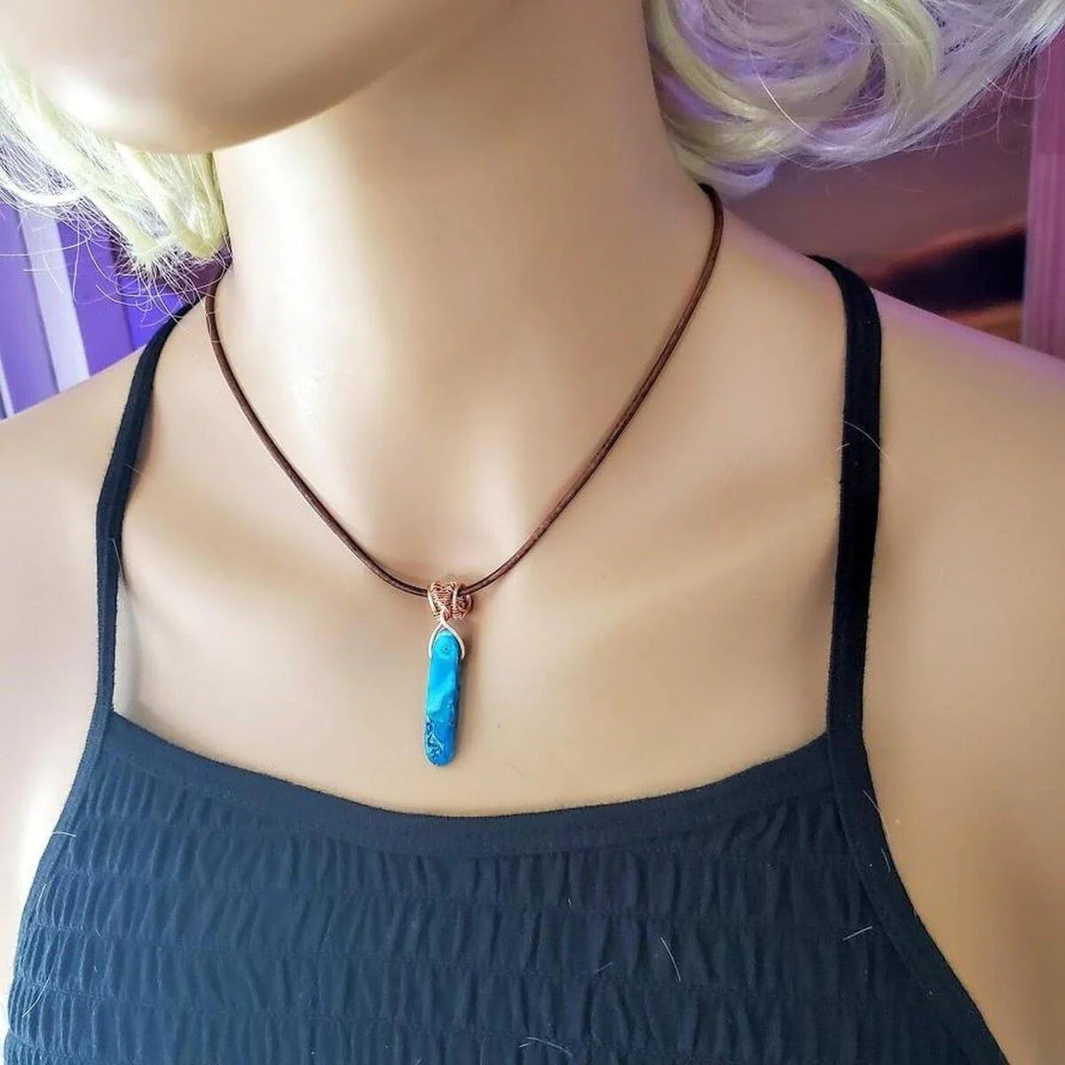  TwinStone Turquoise Agate Necklace 