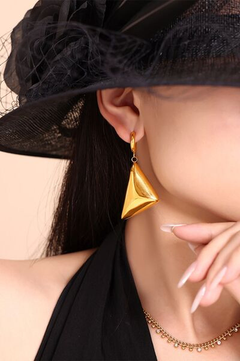 18K Gold-Plated Triangle Dangle Earrings