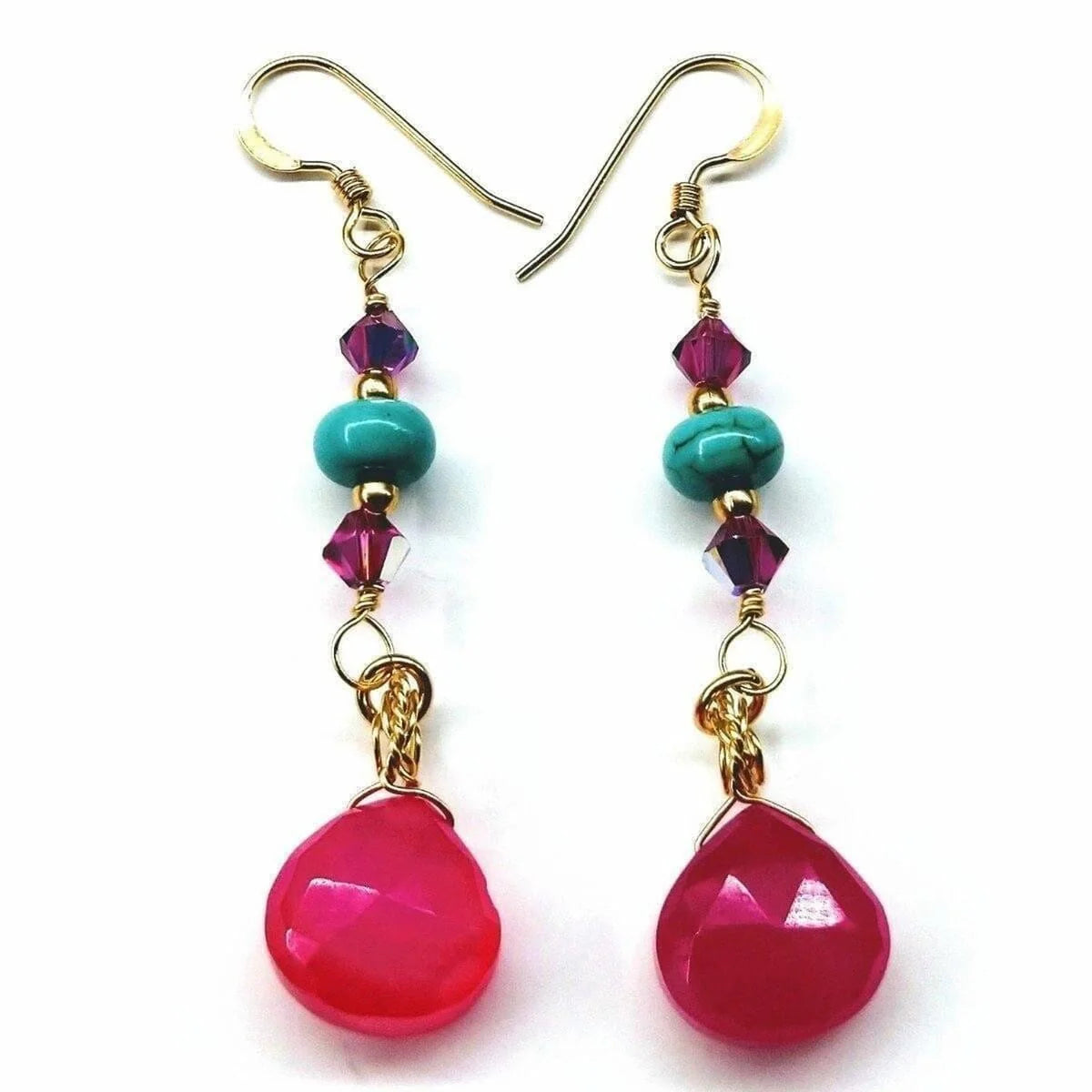 TurquoiseBlush Gold Gemstone Earrings