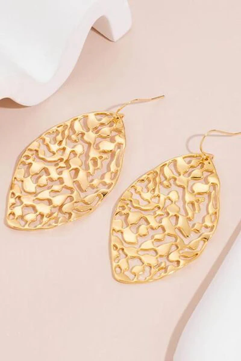 Brass Cutout Leaf Shape Earrings