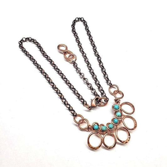 As Seen on Ashley Liao Copper Turquoise Wire Wrapped Necklace