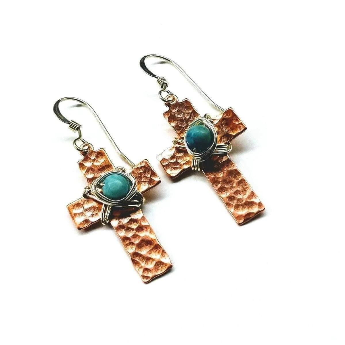 TurquoiseCross Copper Earrings 