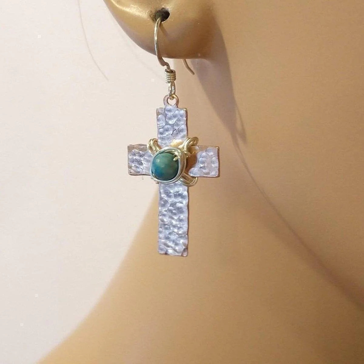 TurquoiseCross Copper Earrings 