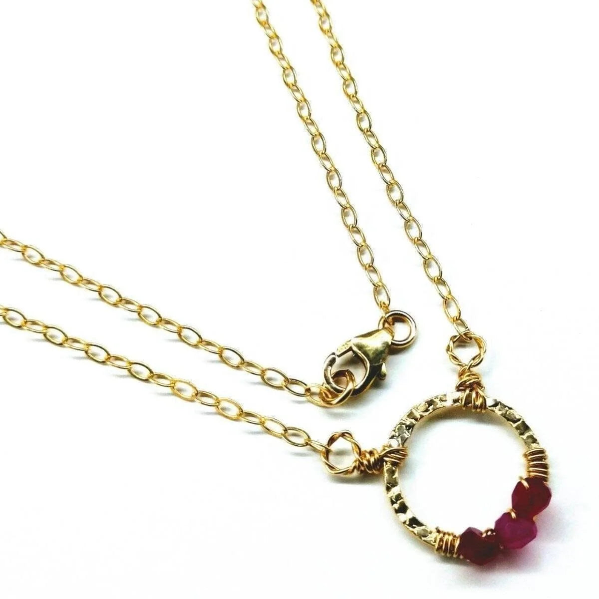 Blush Pink Chalcedony Gold-Filled Circle Pendant Necklace