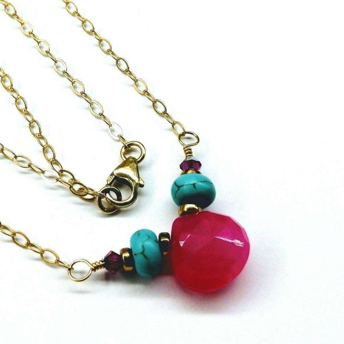 TurquoiseBlush Gold Drop Necklace