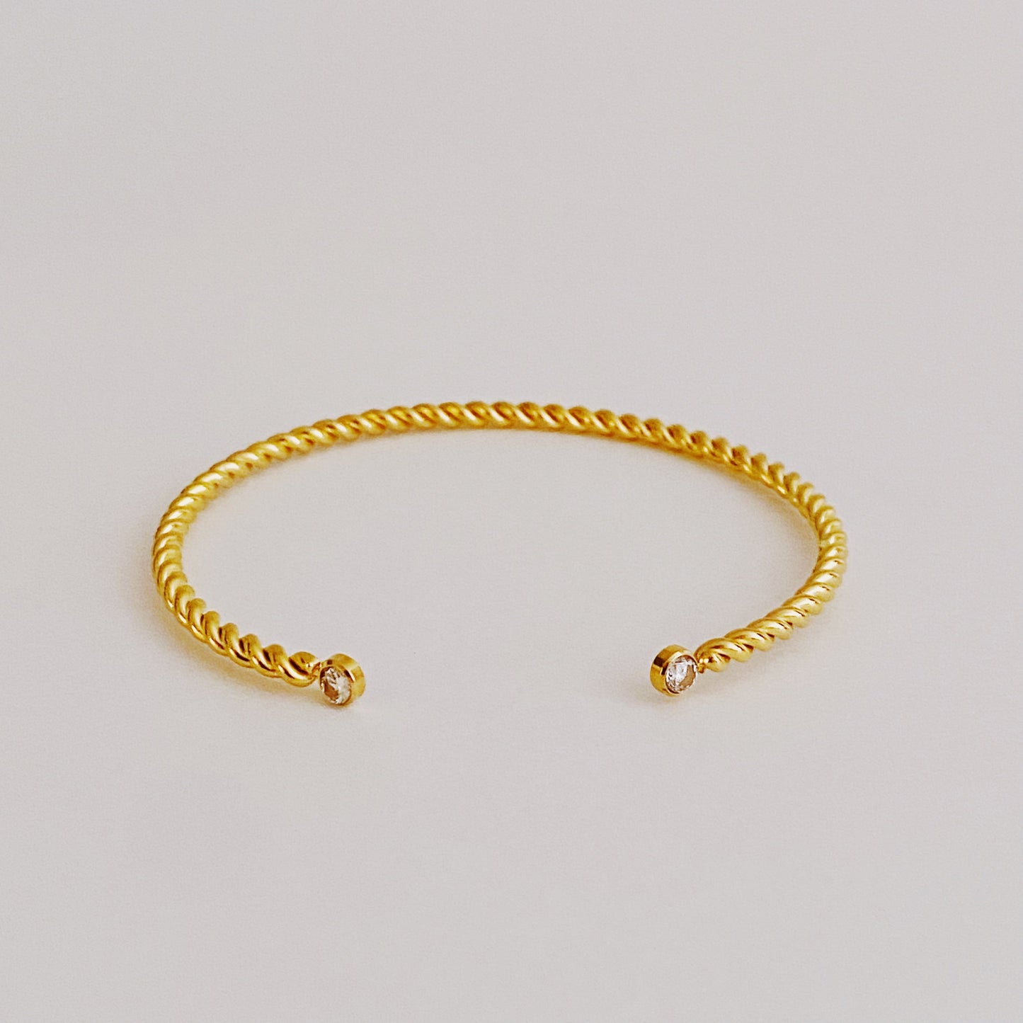 Slim and Cabled Open Bangle Bracelet