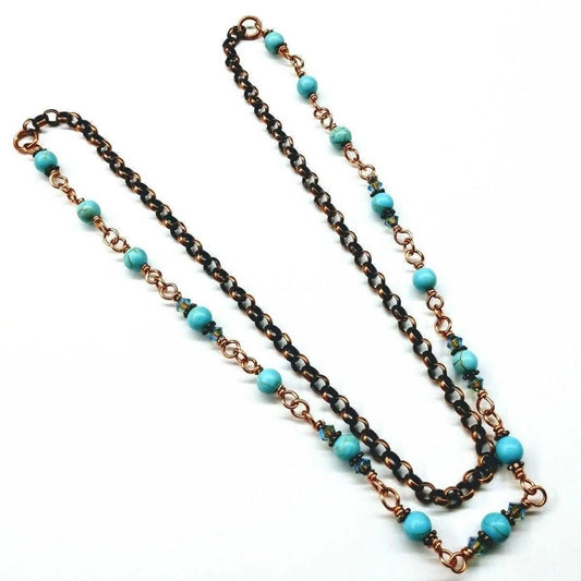 CopperTurquoise Wrapped Necklace 