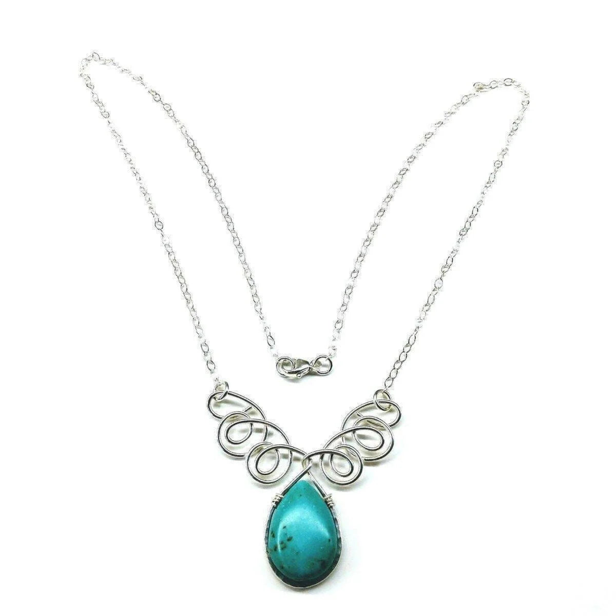 As Seen on TV  TurquoiseGlimmer Silver Drop Necklace 