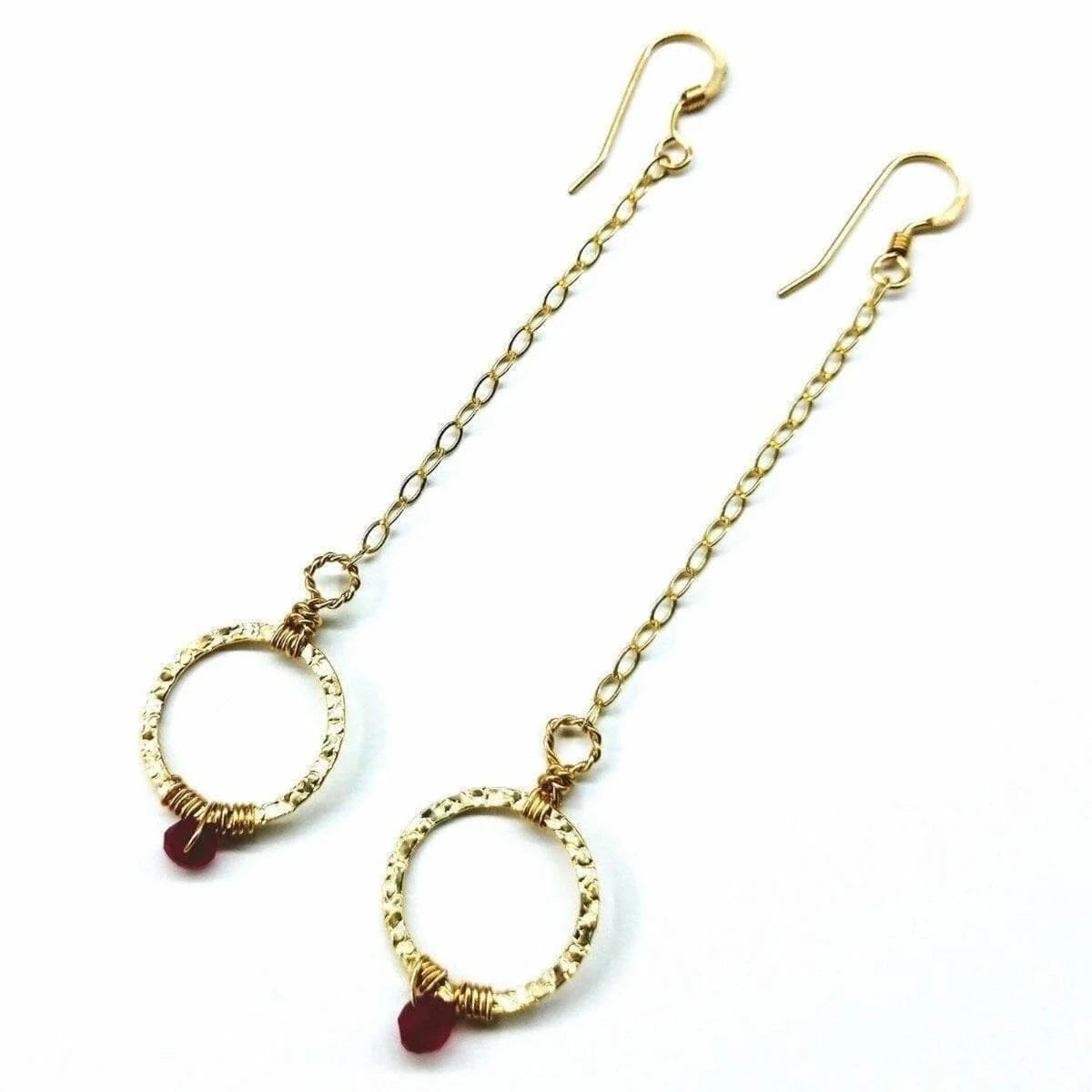 Gold-Filled Pink Chalcedony Geometric Hoop Earrings