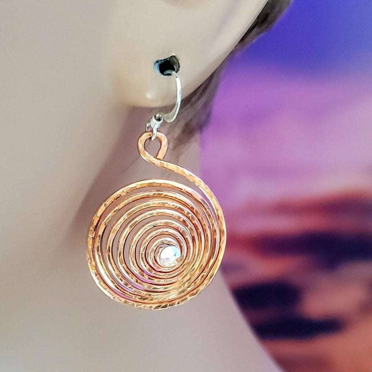 SparkSpiral Copper Hoop Earrings