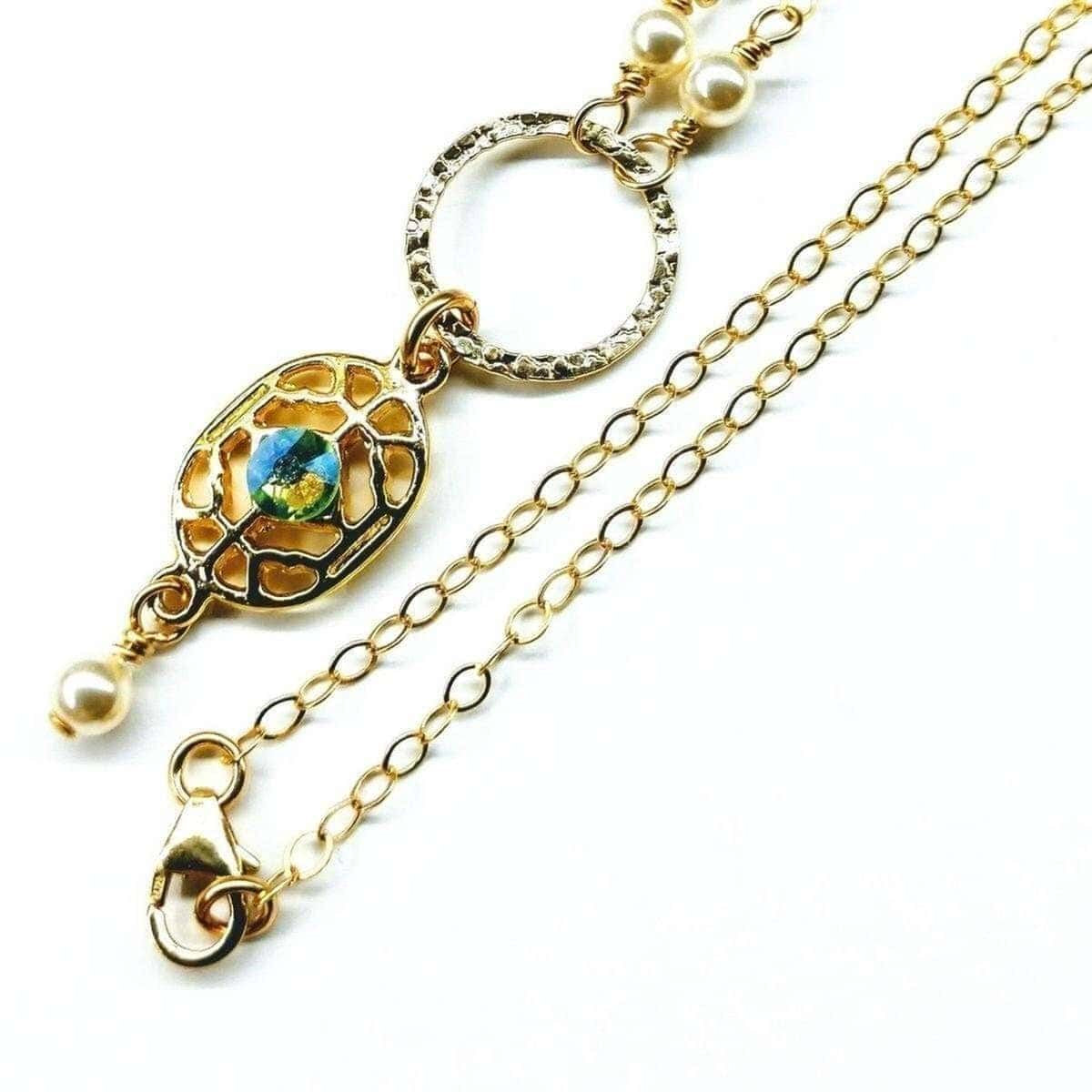 Gold-Filled Textured Open Ring Filigree Pendant Necklace